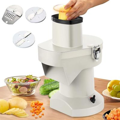 200W Electric Commercial Vegetable Dicer, 3 in 1 Slicer Machine, Potato Grater with Dicing Molds Blades, DC Motor, Strong Power
