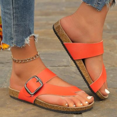 2025 Women's Dressy Flat Sandals Comfortable Slip On Leather Slide Sandals Flip Flops for Women Lightweight Casual Walking Slippers Womens Summer Beach Slides Footwear