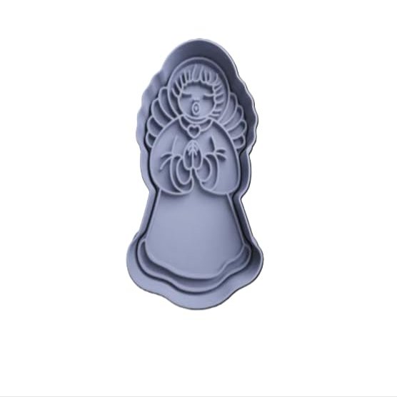 2 PCS: Singing Angel Stamp & Cutter Set/Polymer Clay/Cookie Cutter (3.50 Inches)