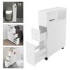 Ficwzw Narrow Floor Storage Cabinet, Free Standing Toilet Paper Holder with Slide Out Drawers, Bathroom Organize for Small Spaces, Kitchen, Laundry, Office (White) view 4