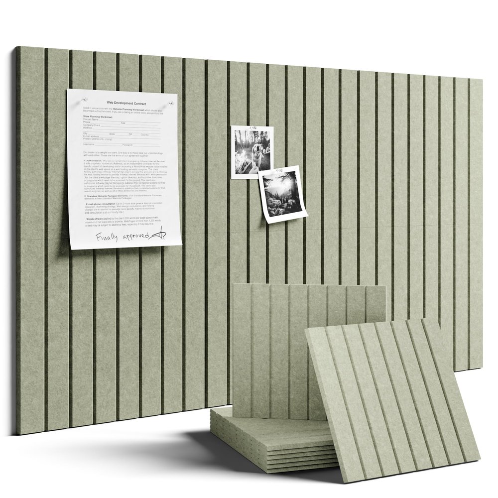 Fluxynara Large Felt Bulletin Board 36" x 24" Cork Board Alternative-6 Pack with 40 Safe Removable Adhesive Tabs, Cork Boards for Walls Cork Board for Home Office Classroom Pin Board - Sage Green