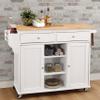 Natural and White 2 Door Kitchen Cart with 2 Drawers view 1