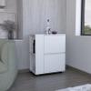 Bar Cart Two Pull Down Door Cabinets and Two Open Shelves,White view 1