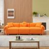 112 inch orange teddy velvet fabric, with 3 pillows, three sofa can be placed in the living room and other scenes Orange teddy velvet fabric, with 3 pillows, three sofa can be placed in the living roo view 1