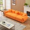 112 inch orange teddy velvet fabric, with 3 pillows, three sofa can be placed in the living room and other scenes Orange teddy velvet fabric, with 3 pillows, three sofa can be placed in the living roo view 3