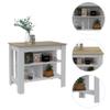 Kitchen Island, Kitchen Table 35" H, Three Open Storage Shelves, Four Legs, White,Light Oak view 3
