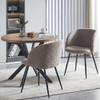 Adjust Legs Upholstered Teddy Faux Fur Dining armrest Chair Set of 2 (Light Brown) view 3