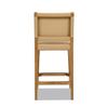 26" Farmhouse Saddle Kitchen Island Counter Stool with Back, Sunkissed Beige Leather Natural Wood view 3