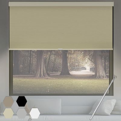 Sulugood Cordless Blackout Cellular Shades, Thermal Insulated Cordless Cellular Blinds for Windows, Easy to Install, Room Darkening Honeycomb Shades for Windows, Home, Door, Beige,35.5" W x 36" H