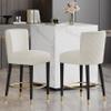 27inch counterstool, Modern Design with a Smooth, Light Colored Fabric and Circular footrest with a Gold Colored,Creates a Sophisticated and Luxurious Look Begie view 1