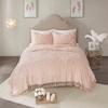 Tufted Cotton Chenille Medallion Fringe Coverlet Mini Set Blush King,Cal King view 1