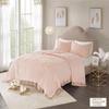Tufted Cotton Chenille Medallion Fringe Coverlet Mini Set Blush King,Cal King view 2