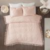 Tufted Cotton Chenille Medallion Fringe Coverlet Mini Set Blush King,Cal King view 3