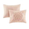 Tufted Cotton Chenille Medallion Fringe Coverlet Mini Set Blush King,Cal King view 4