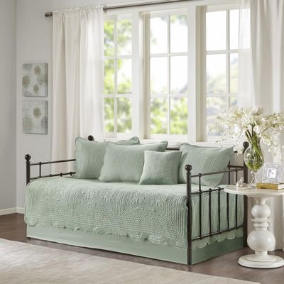 6 Pcs Reversible Scalloped Edge Daybed Cover Set Seafoam Daybed