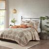 6 Pcs Reversible Quilt Set with Throw Pillows Orange King,Cal King view 1