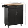Kitchen Island Cart Rolling Trolley Cart with Drawer, Storage Cabinet Towel Rack, Black view 3