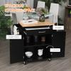 Kitchen Island Cart Rolling Trolley Cart with Drawer, Storage Cabinet Towel Rack, Black view 4