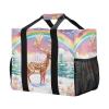 ALAZA Deer Spots Rainbow Large Reusable Grocery Bag Heavy Duty Reusable Shopping Bag with Reinforced Bottom Handles Foldable Bag view 2