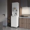 White Kitchen Pantry with Pneumatic Door and Open Storage view 1