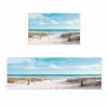 2 Pieces Kitchen Rugs and Mats,Summer Nautical Beach Sea Blue Sky Area Runner Rug Set Non Slip Floor Doormat Washable Carpet Standing Mat for Kitchen Sink Indoor Corridor,Coastal Seascape Theme view 1