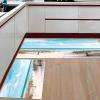 2 Pieces Kitchen Rugs and Mats,Summer Nautical Beach Sea Blue Sky Area Runner Rug Set Non Slip Floor Doormat Washable Carpet Standing Mat for Kitchen Sink Indoor Corridor,Coastal Seascape Theme view 2