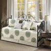 BYTIDE 6 Piece Reversible Microfiber Medallion Printed Daybed Cover Set, All Season Luxury Bedding with Bedskirt, Matching Shams, Decorative Pillow, 75"x39", Yellow Green view 1