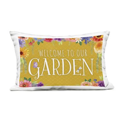 Stupell Industries | Garden Welcome with Floral Border, 14 x 20