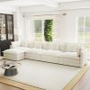 YICORPS 146.5 Modular Sectional Sofa Upholstered 4 Seater Chenille Loveseat L-Shaped Convertible Cloud Couch with 1 Ottoman and Pillows for Living Room,Apartment,Home Theater(Beige) view 3
