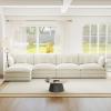 YICORPS 146.5 Modular Sectional Sofa Upholstered 4 Seater Chenille Loveseat L-Shaped Convertible Cloud Couch with 1 Ottoman and Pillows for Living Room,Apartment,Home Theater(Beige) view 4