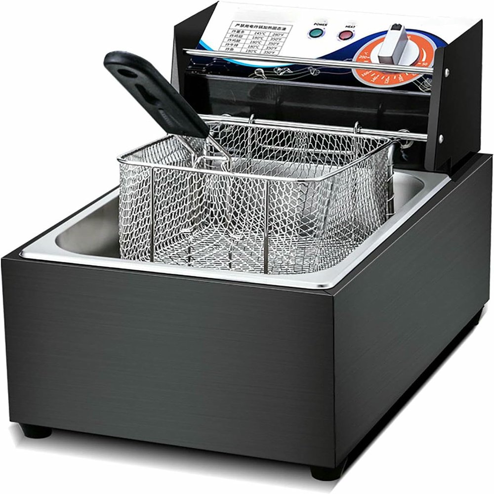 Commercial Fat Fryer Basket Deep Fryer,Commercial Electric Deep Fryer, 10L Countertop Stainless Steel Single Tank with Basket, 2500W French Deep Fat Fryer for Home Restau~/