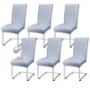 WENZMOC PU Leather Dining Chair Covers Removable 100% Waterproof Chair Covers for Dining Chairs Set of 6, Stretchy & Soft High Back Kitchen Chairs Cover Protectors (Grey) view 1