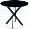 42.1" Black Table Mid Century Dining Table for 4 6 People with Round Table Top, Pedestal Dining Table, End Table Leisure Coffee Table,Cross Leg view 4