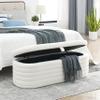 Length 45.5 inchesStorage Ottoman Bench Upholstered Fabric Storage Bench End of Bed Stool with Safety Hinge for Bedroom, Living Room, Entryway,Teddy White (Ivory) view 1