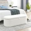 Length 45.5 inchesStorage Ottoman Bench Upholstered Fabric Storage Bench End of Bed Stool with Safety Hinge for Bedroom, Living Room, Entryway,Teddy White (Ivory) view 2