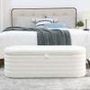 Length 45.5 inchesStorage Ottoman Bench Upholstered Fabric Storage Bench End of Bed Stool with Safety Hinge for Bedroom, Living Room, Entryway,Teddy White (Ivory) view 3