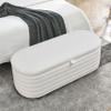 Length 45.5 inchesStorage Ottoman Bench Upholstered Fabric Storage Bench End of Bed Stool with Safety Hinge for Bedroom, Living Room, Entryway,Teddy White (Ivory) view 4