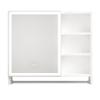 Modern 32 x 28 inches Aluminium Bathroom Cabinets, Medicine Cabinets with Mirrors and LED Lights, Bathroom Lockers with Multilevel Storage Compartments and Towel Rails view 3