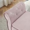 63.38" Velvet Multifunctional Storage Rectangular Ottoman Bench Comes with Crystal Buckle Solid Wood Legs with 1 Pillow,Pink view 3