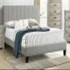 1pc Eastern King Size Bed Beautiful Gray Polyfiber Vertical Tufted HB Platform Bede Slats Bedroom Furniture view 1