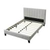 1pc Eastern King Size Bed Beautiful Gray Polyfiber Vertical Tufted HB Platform Bede Slats Bedroom Furniture view 3