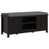 Entryway Shoe Bench Storage Ottoman with Sliding Doors, Adjustable Shelving, 6 Compartments, and Padded Seat, Holds 10 Pairs, Black view 1