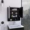 Medicine Cabinet, One Open Shelf, Three Interior Shelves, Black view 3