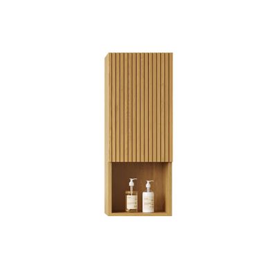 35" Tall Bathroom Wall Mounted Cabinet, Narrow Storage Cabinet with Door and Shelves, Suitable for Small Spaces, Applicable to Bathroom, Living Rooms and Laundry, Corolla Oak Woodgrain Color