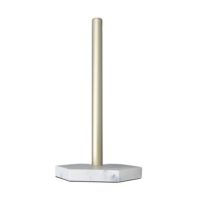 Paper Towel Holder Simulation Marble Standing Multifunctional Rack for Kitchen Pool, Towel Roller Stand for Office Building, Gold Aluminum Rod