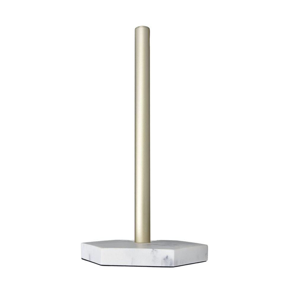 Paper Towel Holder Simulation Marble Standing Multifunctional Rack for Kitchen Pool, Towel Roller Stand for Office Building, Gold Aluminum Rod
