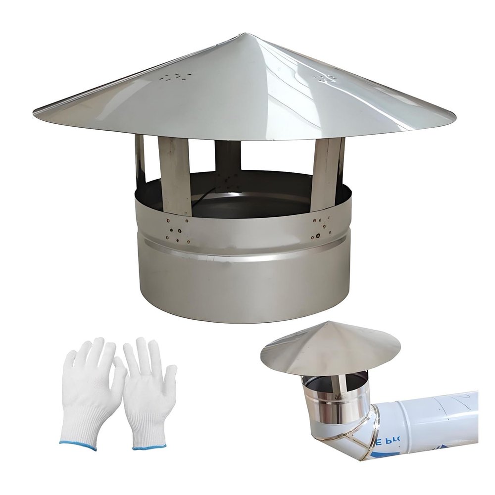 Fireplace Rain Cover Thickness 0.6 Mm Round Chimney Caps, 304 Stainless Steel Roof Chimney Vent Cap, Stove Pipe Topper Exhaust Hood(14 cm/5.51 in)