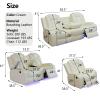 JBXBER Power Recliner Sofa Set with LED Lights, Power Reclining Sofa Set with Cup Holder, Storage Console, Faux Leather Couch for Home Theater Seating(Sofa, Loveseat and Chair,Cream) view 2