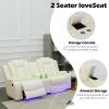 JBXBER Power Recliner Sofa Set with LED Lights, Power Reclining Sofa Set with Cup Holder, Storage Console, Faux Leather Couch for Home Theater Seating(Sofa, Loveseat and Chair,Cream) view 4
