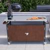 Outdoor Grill Cart with Stainless Steel Tabletop, Storage, Patio Kitchen Island with Wheels, Hooks, and Spice Rack, Waterproof Outdoor Grill Table, Movable BBQ Serving Cart Rolling Bar Cart GJ580 view 2